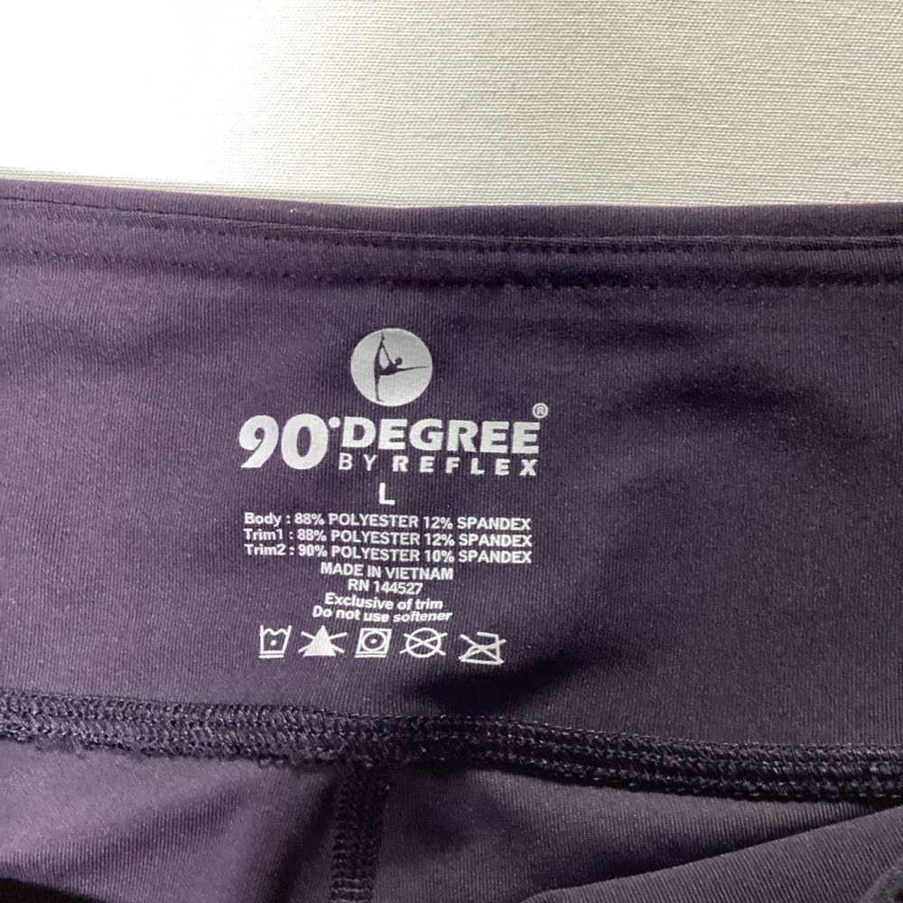 90 Degree by Reflex Large Black Mesh Panel Athletic Yoga Leggings - Picture 4 of 6